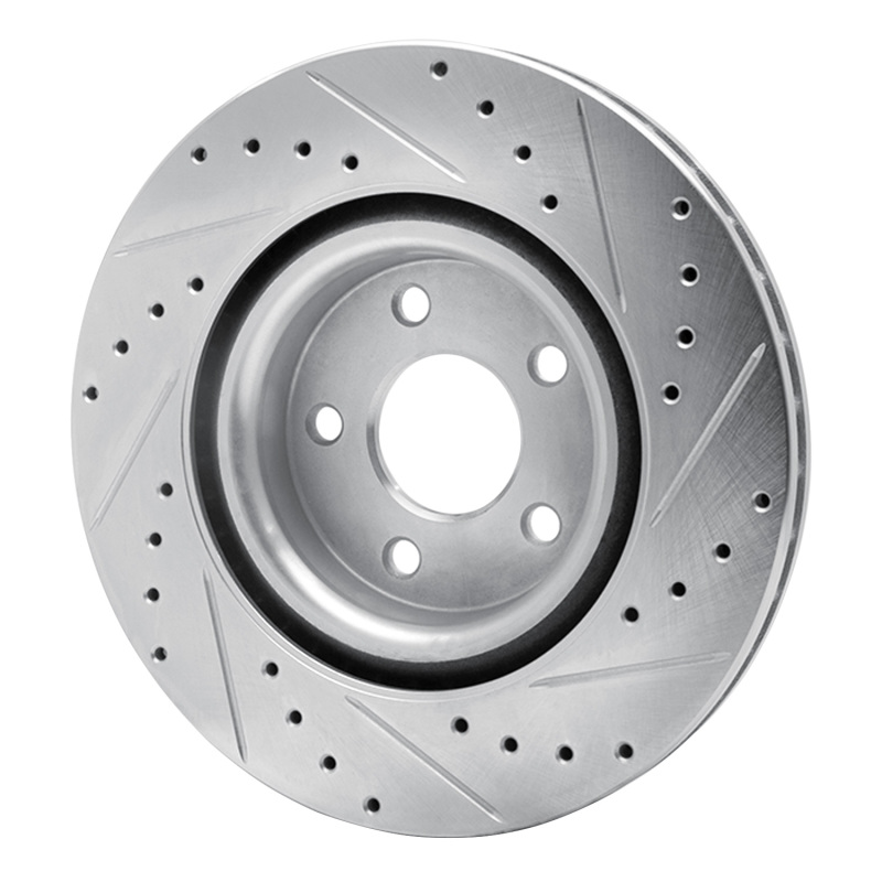Chevrolet Cobalt Brake Rotor (1) - Front Left - R1 Concepts - Drilled & Slotted - Silver - `07-`10